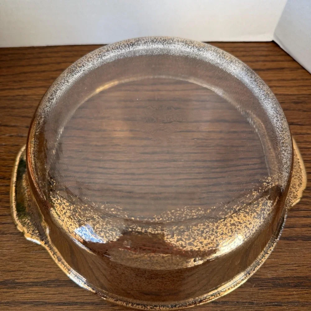 Vintage Anchor Hocking Fire-King 2-Quart Gold Fleck Round Dish Serving Bowl‎